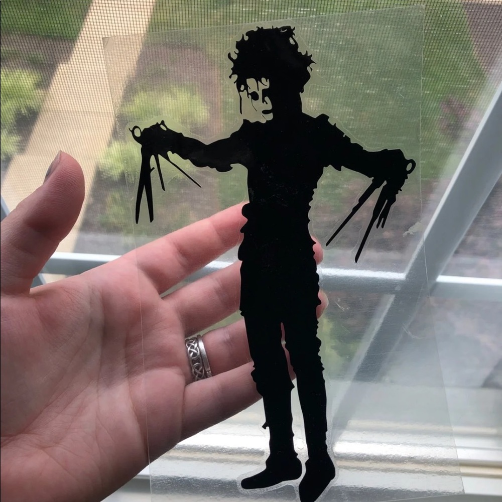 Black Edward scissor hands silhouette sticker